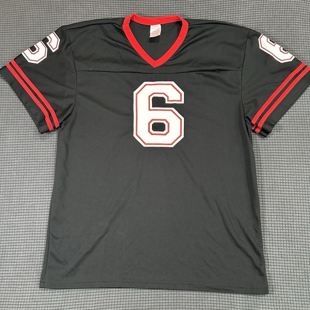 Spirit Halloween Black Red Jersey Shirt Number 6 Adult XL Costume Top